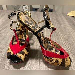 Giani Bini Leopard and Red Patent Leather Heel
